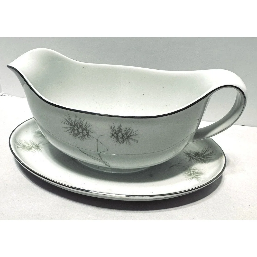 Vita Craft Greenbriar Gravy Boat Attached Underplate Bavaria Germany MCM Vintage